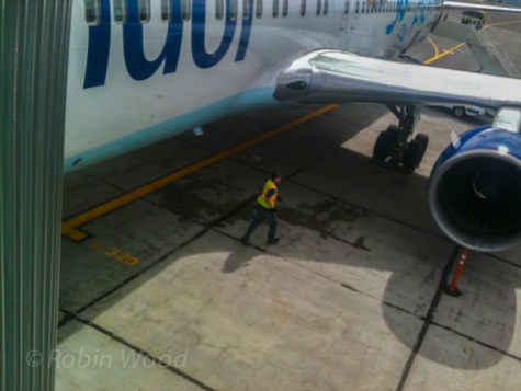 Worker on the tarmac.