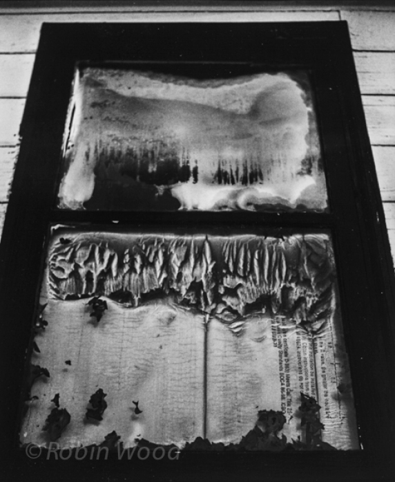 Abstract frost patterns in a window at Creamers Field - 120mm Illford film.